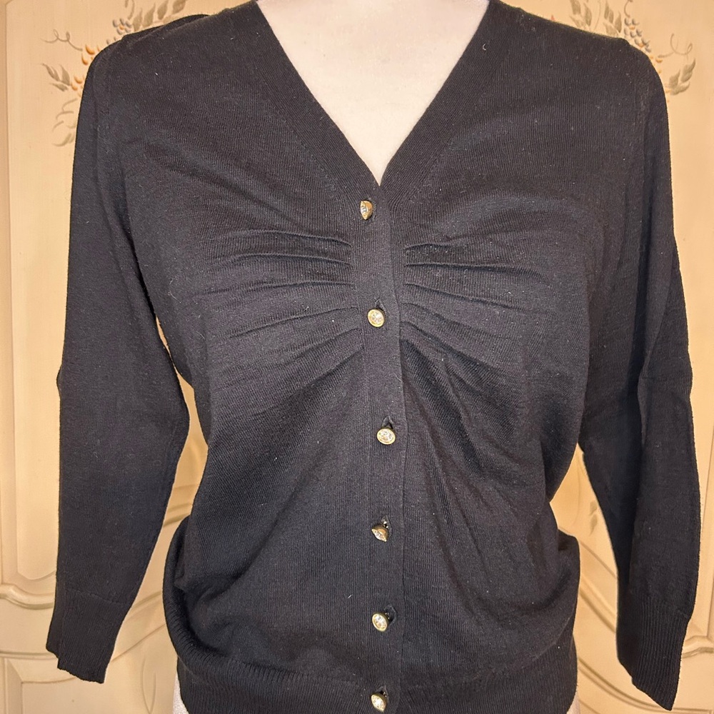 Talbots Black Button-Up Cardigan